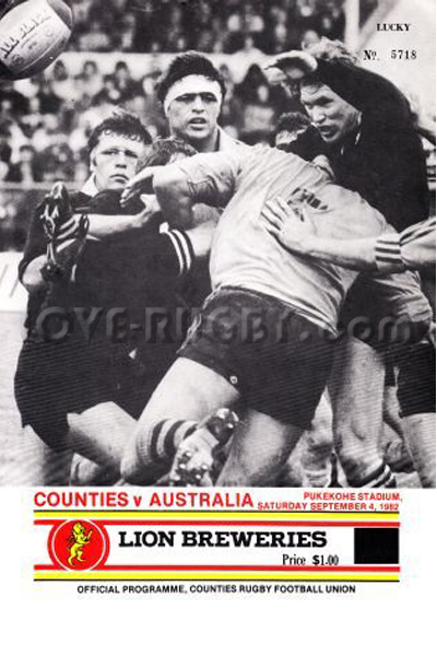 1982 Counties (NZ) v Australia  Rugby Programme